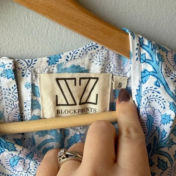 SZ BLOCKPRINTS Tuckernuck Lavender and Cornflower Blue Gaia Dress - Picture 8 of 14